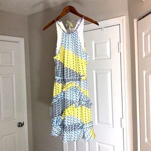 Parker White Blue Yellow Gia Dress